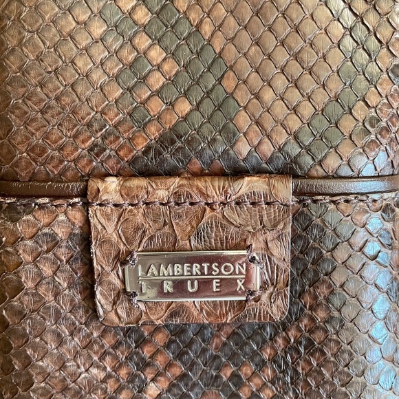Lambertson Truex Boxcar Brown Python Handbag. - Picture 4 of 5